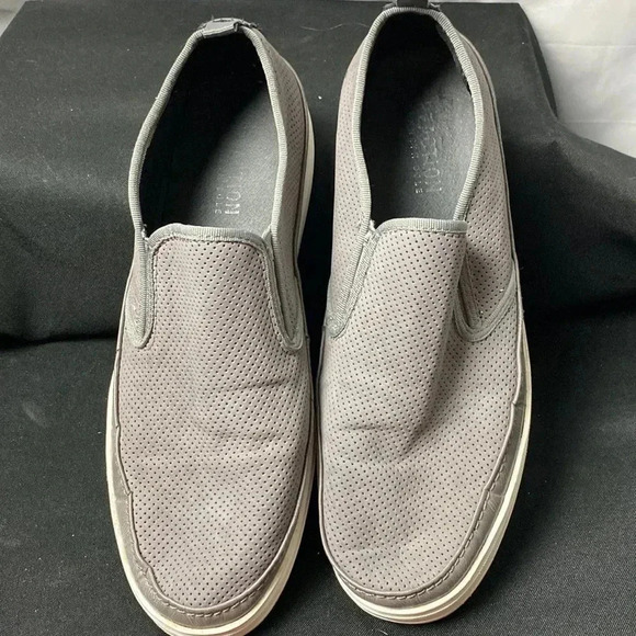 REACTION KENNETH COLE MENS SIZE 10.5 GRAY MAN MADE LEATHER DLIP ON LOAFERS - Picture 2 of 15